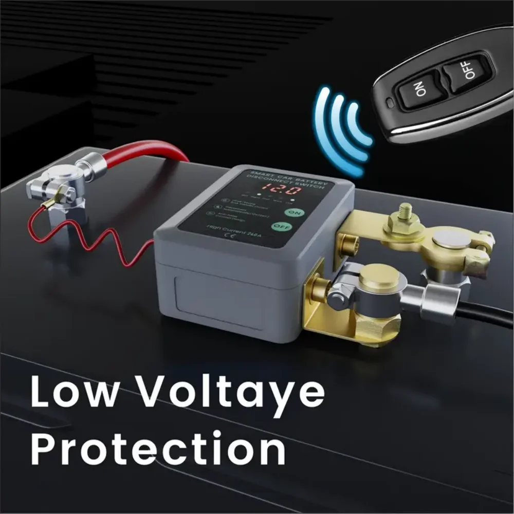 

12V/24V Smart Battery Disconnect Switch 240A With Voltage Display Remote Control Auto Power Cut-Off Prevents Drain Below 11.8V