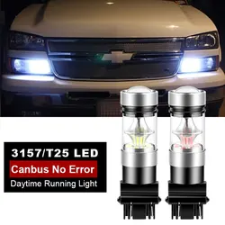 2x For Chevrolet For GMC Sierra 1500 2500 3500 HD LED Daytime Running Light DRL Bulb Lamp Canbus No Error 3157 P27/7W T25