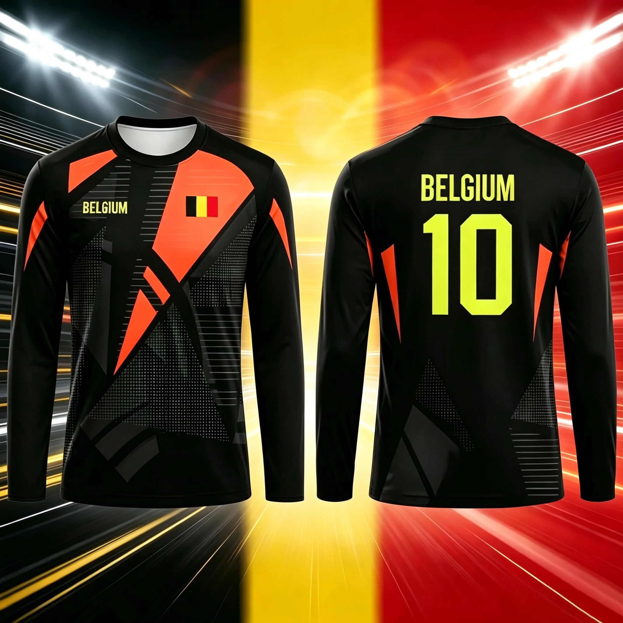 2026 New Belgium Flag Print Soccer Jersey Summer Men's Quick-Drying Breathable Soccer Training T-shirt Unisex Casual Sports Top