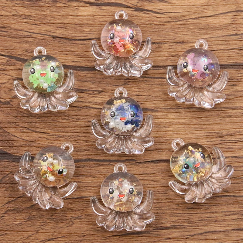 10 Stück 25 x 27 mm lustige Tiere Oktopus Strand Charms für Schmuckherstellung Handwerk Meeresorganismus Anhänger flach DIY Ohrring Schlüsselanhänger