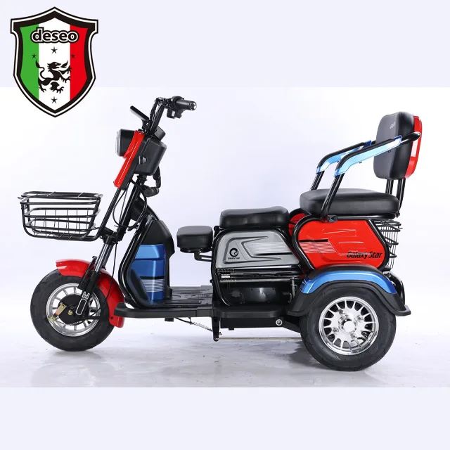 Electric Tricycle Color Matching New 48V60V600W Three-speed Alarm Prompt Electric Tricycle Export From Tianjin Factory in China