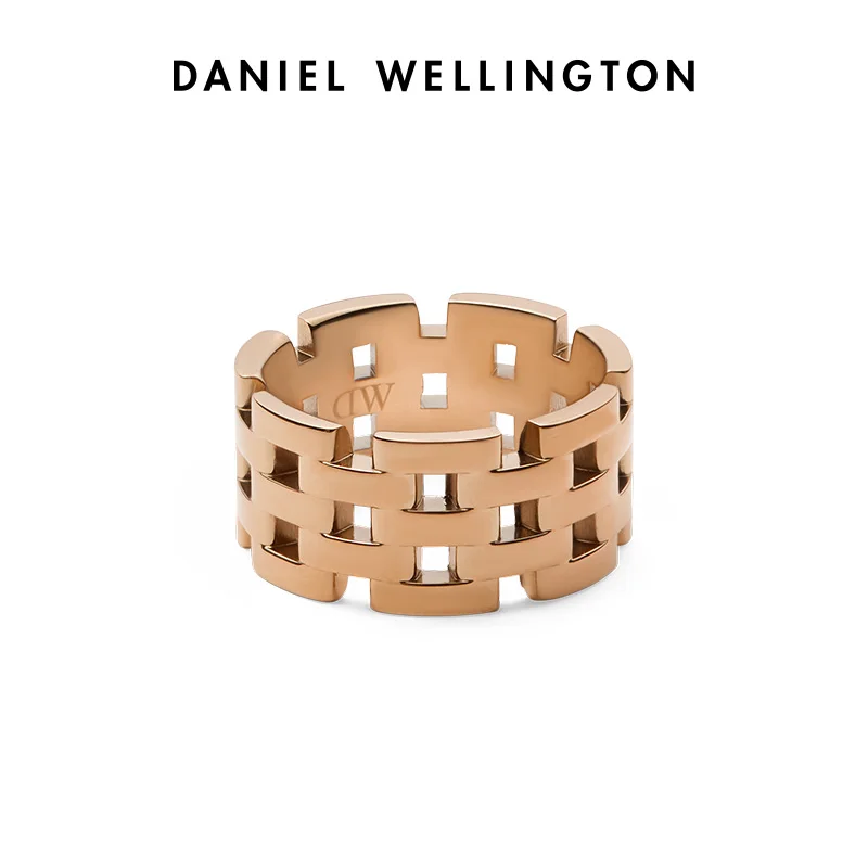 Daniel Wellington Luxury 5 Rows Link Inspired Rose Gold Ring for Women Premium Stainless Steel Wide Band Ring Minimalist Jewelry