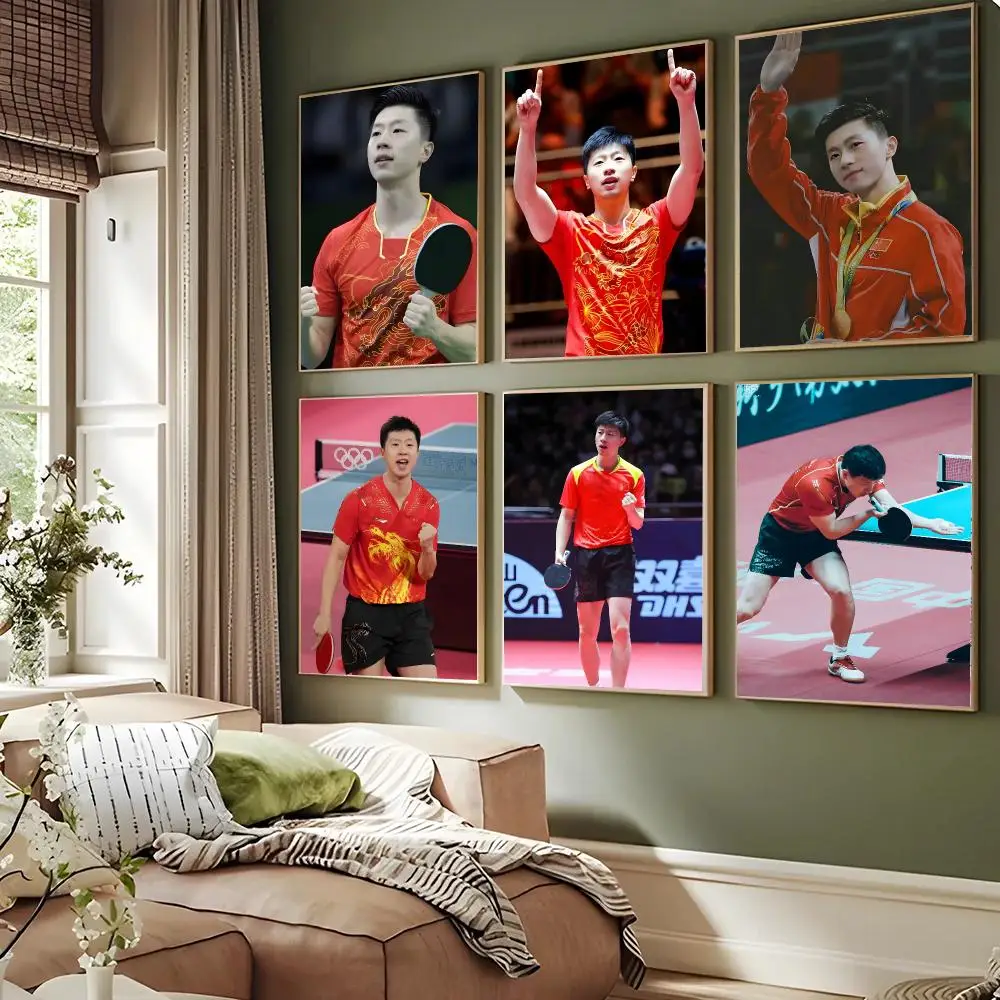 1pc Ping-pong Player Ma L-Long Poster Self-adhesive Advanced Aesthetic Printing Paper Wall Art For Living Room Home Decor