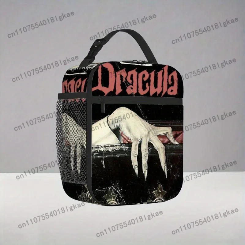 1pc Dracula Gothic Coffin Hand & Vampire Bat Print Thermal Bag - Reusable Portable Cooler for Blood- Non- Items, Dracula-Themed - view 6