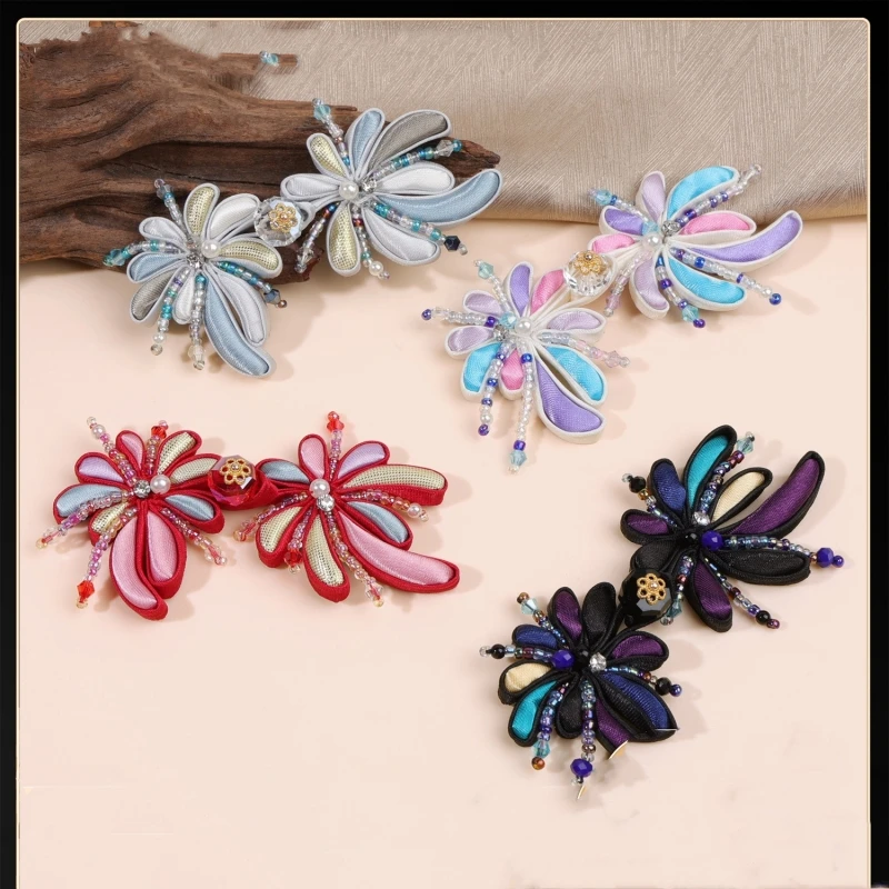 Chinese Style Handmade Frog Button,Rhinestone Firework Clasp for Qipao Hanfu Tang Suit,Traditional Sewing Fastener Supplies 2pcs