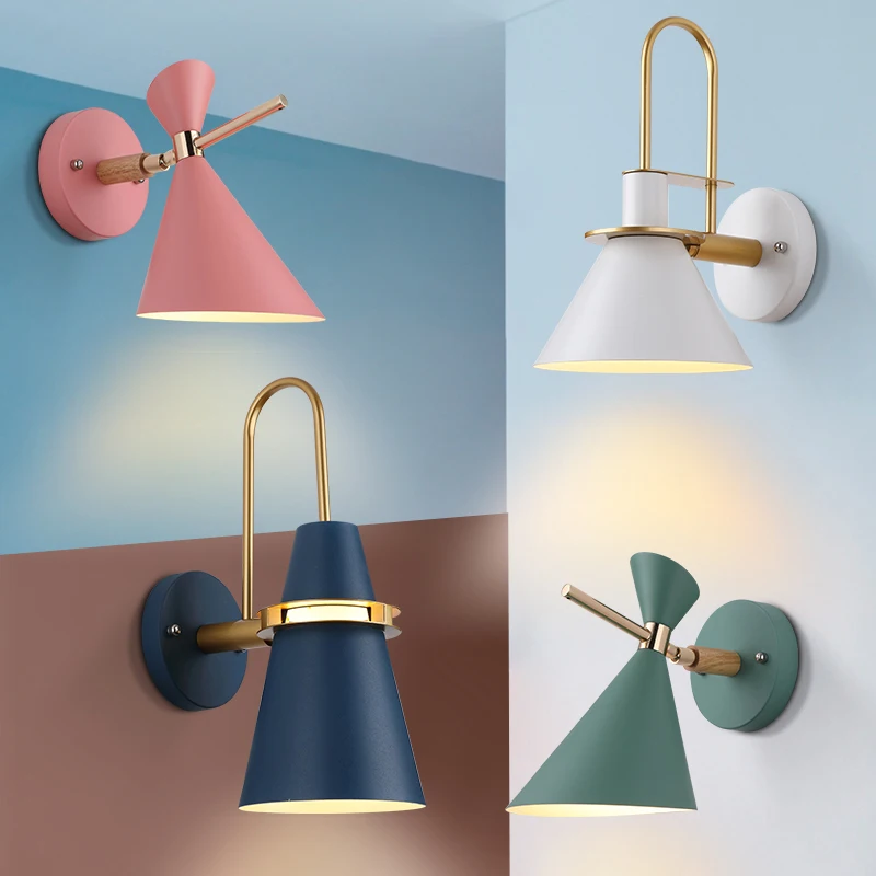 Modern Creative Macaron horn wall lamp bar restaurant living room bedroom bedside corridor sconce lamp Decorative lights