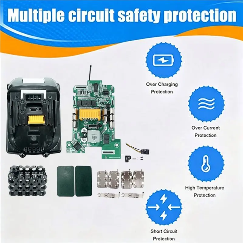 15Core Battery Storage Box Case For 18650 Power Tool With 6MOS 3Alloy Protection Board Type-C PD 45W Fast Charge 9A