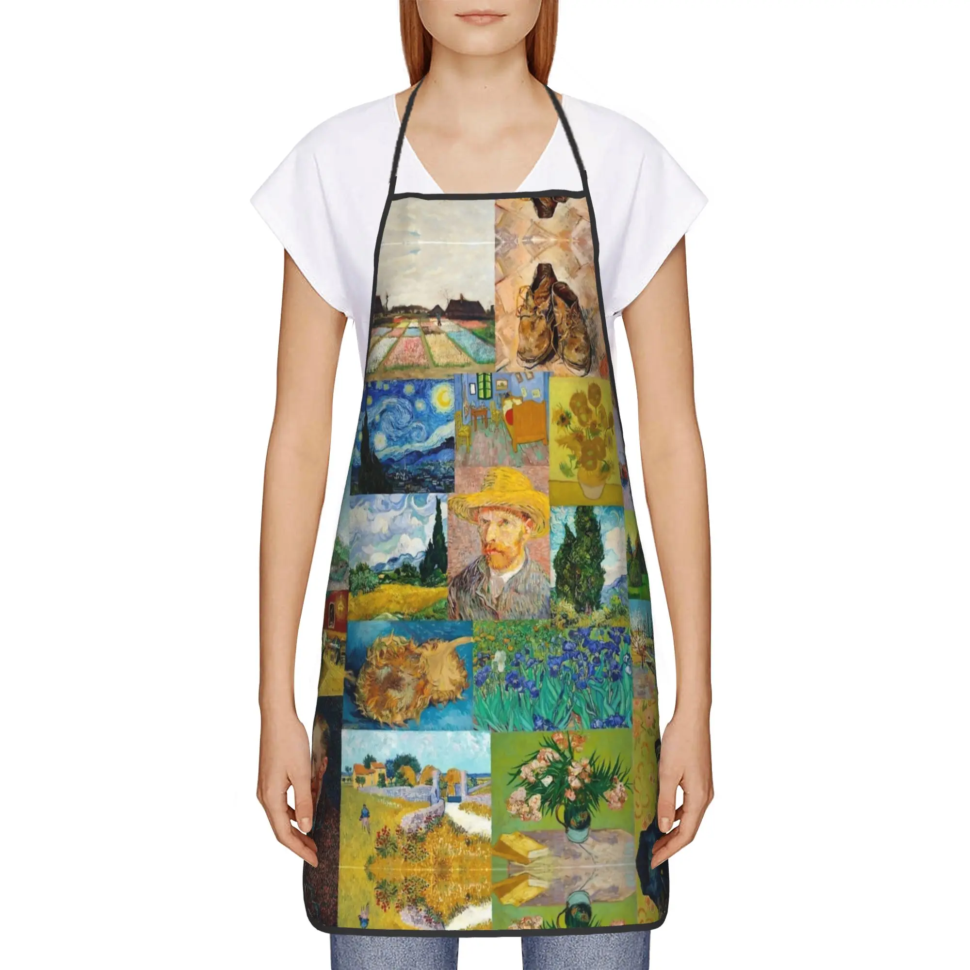 Van Gogh Apron  Barbecue Barber Kitchen Accessories Fashionable Cleaning Aprons without Pocket