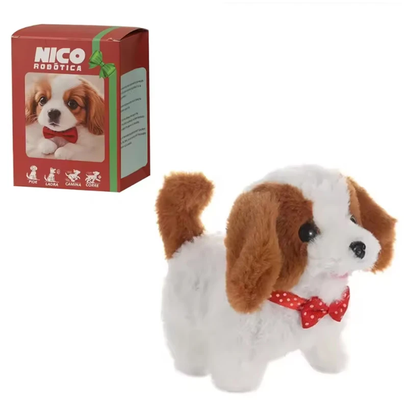 Elektryczny pluszowy piesek, symulacja szczeniaka, chodzący, wyrażający dźwięki, kiwający głową, elektroniczny zwierzak, zabawka na prezent świąteczny, prezent na Nowy Rok, 1 sztuka.