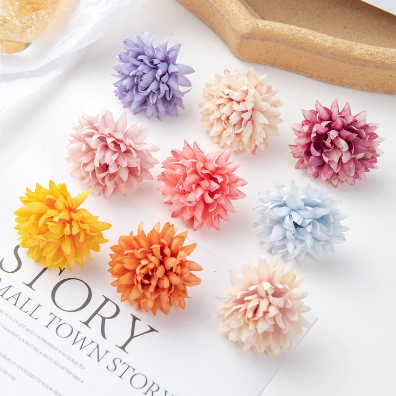 50PC Artificial Flowers Fake Silk Carnation Scrapbook Diy Gift Candy Box Wedding Garden Rose Arch Home Christmas Decorations for