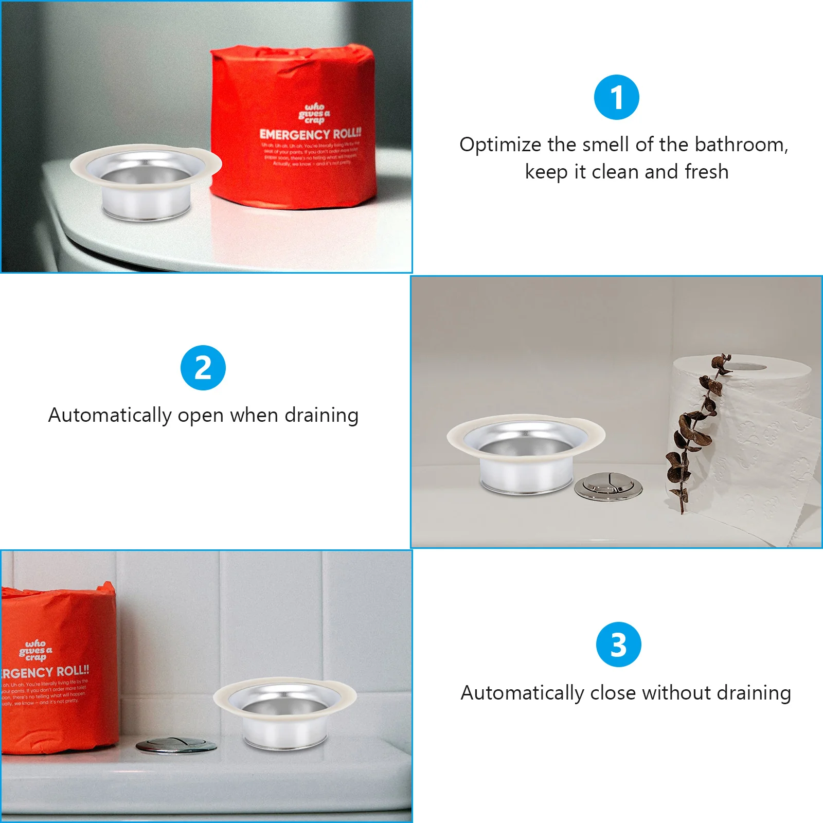 

1pc Stainless Steel Anti-Odor Toilet Cover For Bathroom Rubber Plug Squat Toilet Lid Tool Bathroom Supply