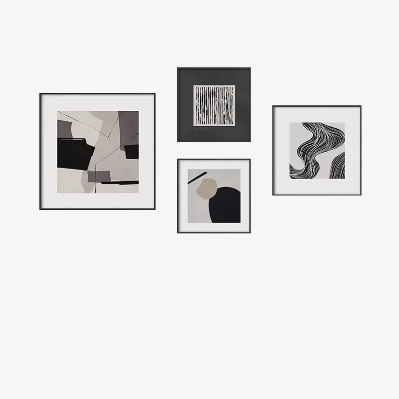 

Modern simple black and white gray abstract living room decorative painting light luxury high sense art dining room hanging