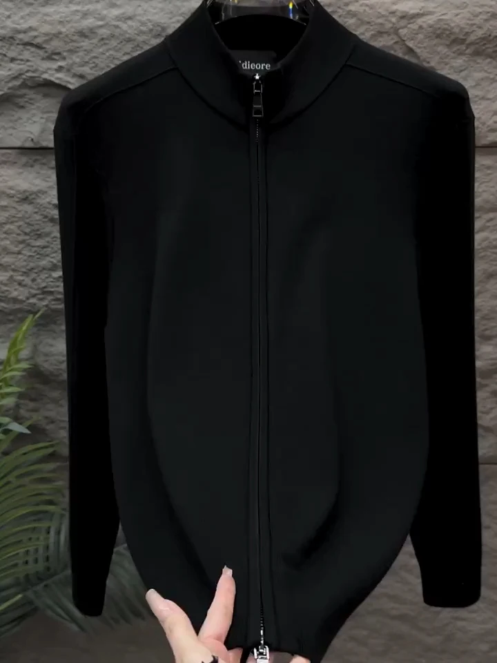 

Мужской вязаный кардиган на молнии с воротником-стойкой, весна-осень, новинка, модный, универсальный, высококачественный, индивидуальный стиль