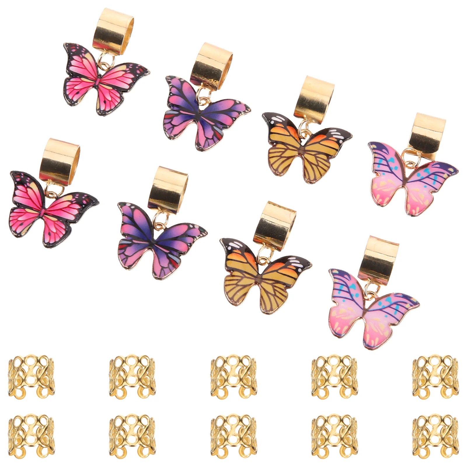 

18 Pcs Dreaded Butterfly Hair Accessory Braiding Accessories Toppers Jewelry for Dreadlocks Clips Braids Pendant Charms