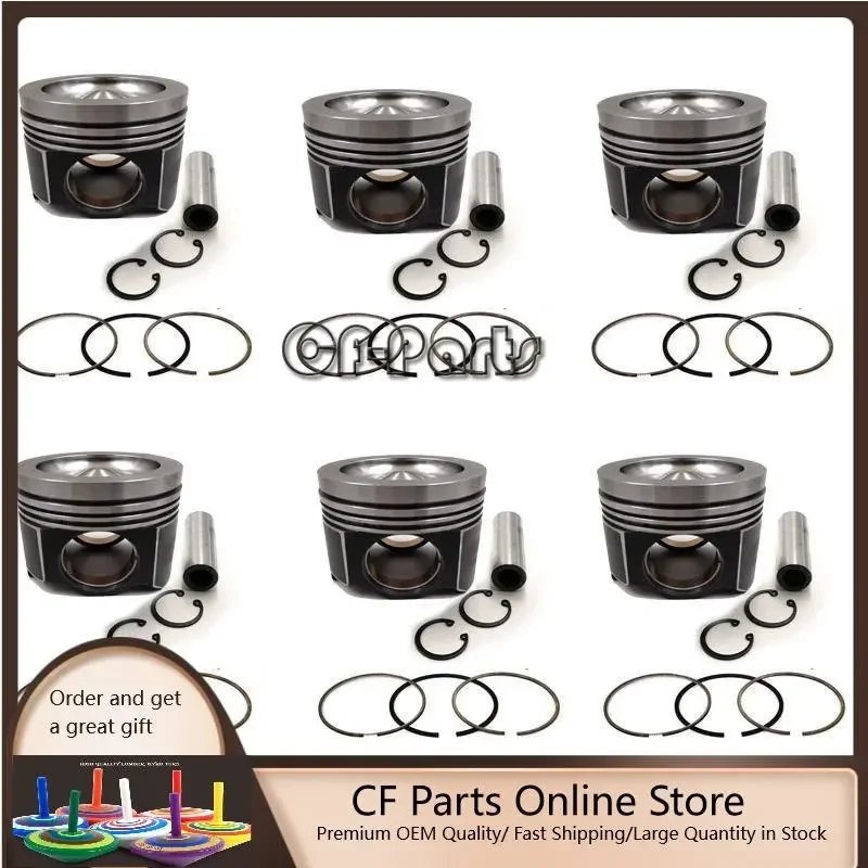 New 6 Sets STD Piston Kit With Ring 339-8176 265-1111 Fit For Caterpillar C11 Engine 130MM