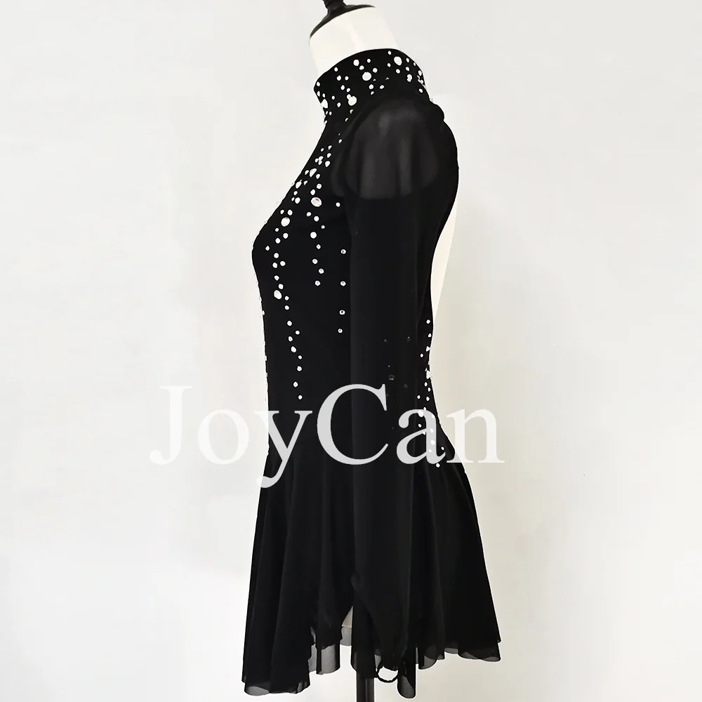 JoyCan-فستان التزلج على الجليد للفتيات ، دنة سوداء ، شبكة مطاطية ، ملابس الرقص المنافسة ، حسب الطلب