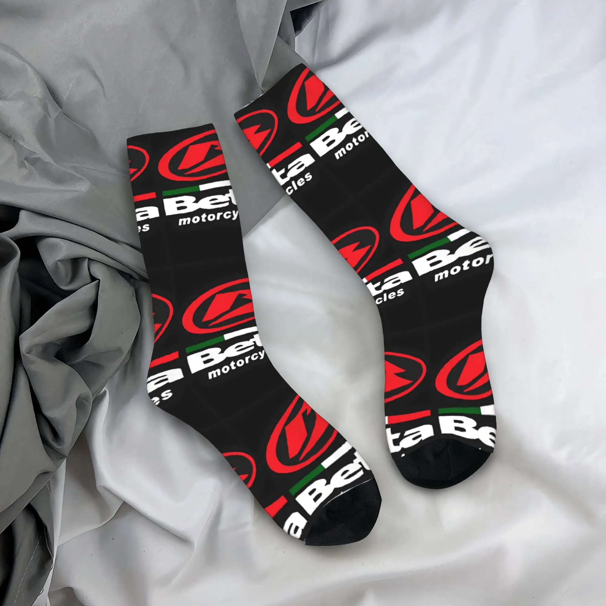 Custom B-Betas Motorcycle Dress Socks Men's Women's Warm Funny Novelty Racing Logo Crew Socks
