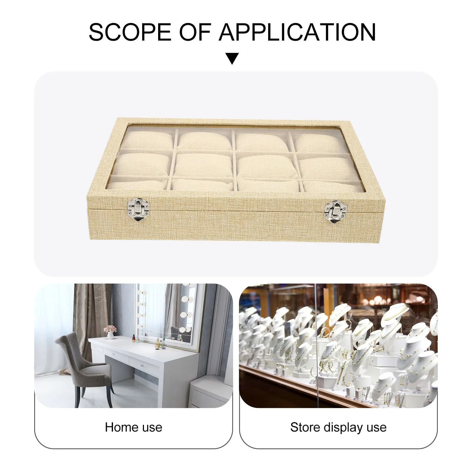 

Box 12 Slots Jute Watch Storage Case For Men Women Elegant Display Box Jewelry Storage Organizer Durable Watch Container