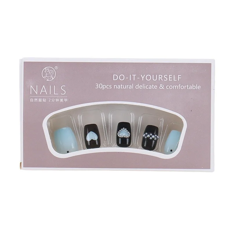 

Wearing nail love round beads handmade nail art piece finished product removable fake nail piece short item
