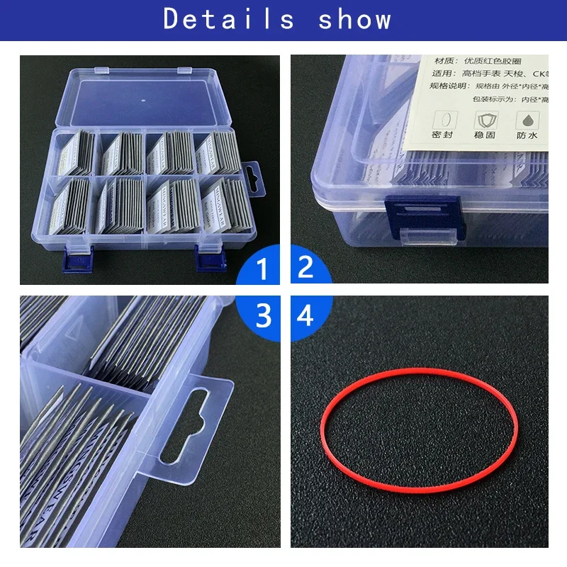 Total 49pcs Red Gasket For Watch Case Back O-Ring  0.85*0.5 0.9*0.6 Parts For TS T41 T063 OMG CK  Substitute Accessories