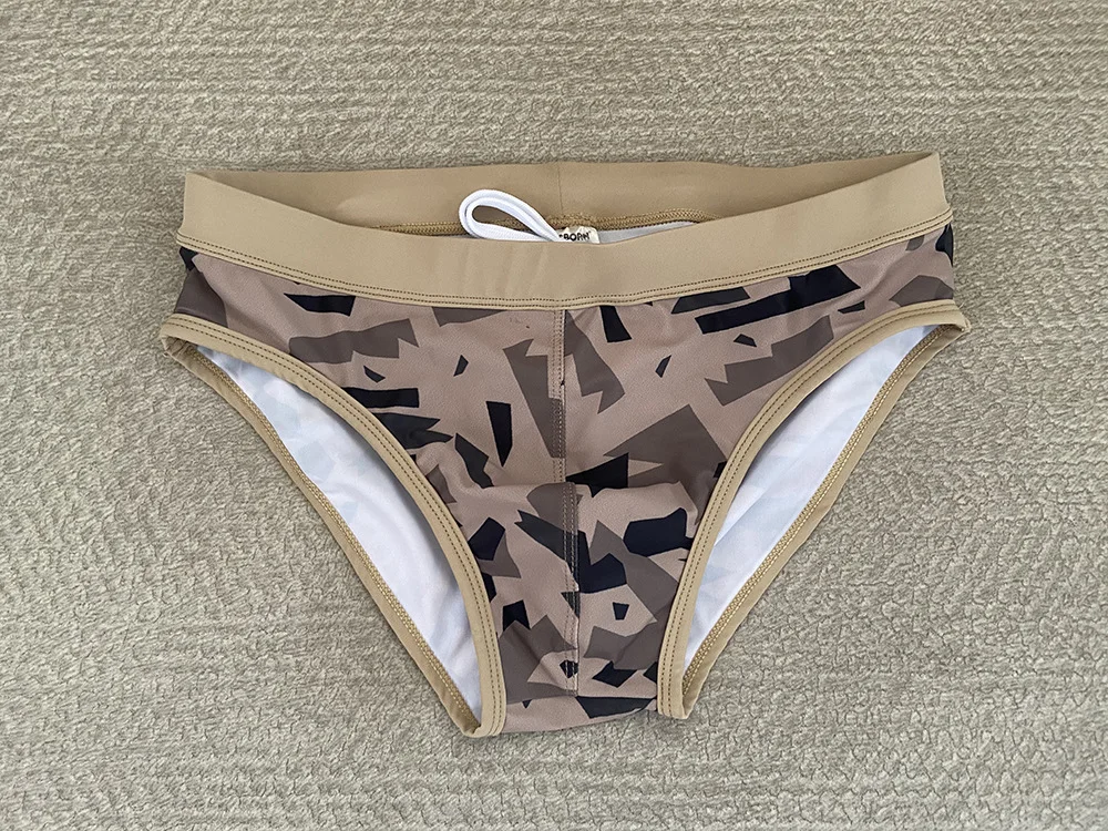 Men's Camo Triangle Swimsuit Fashion Low Waist Swimsuit Quick Drying Sports Fitness Cross-border Swimsuit 10009