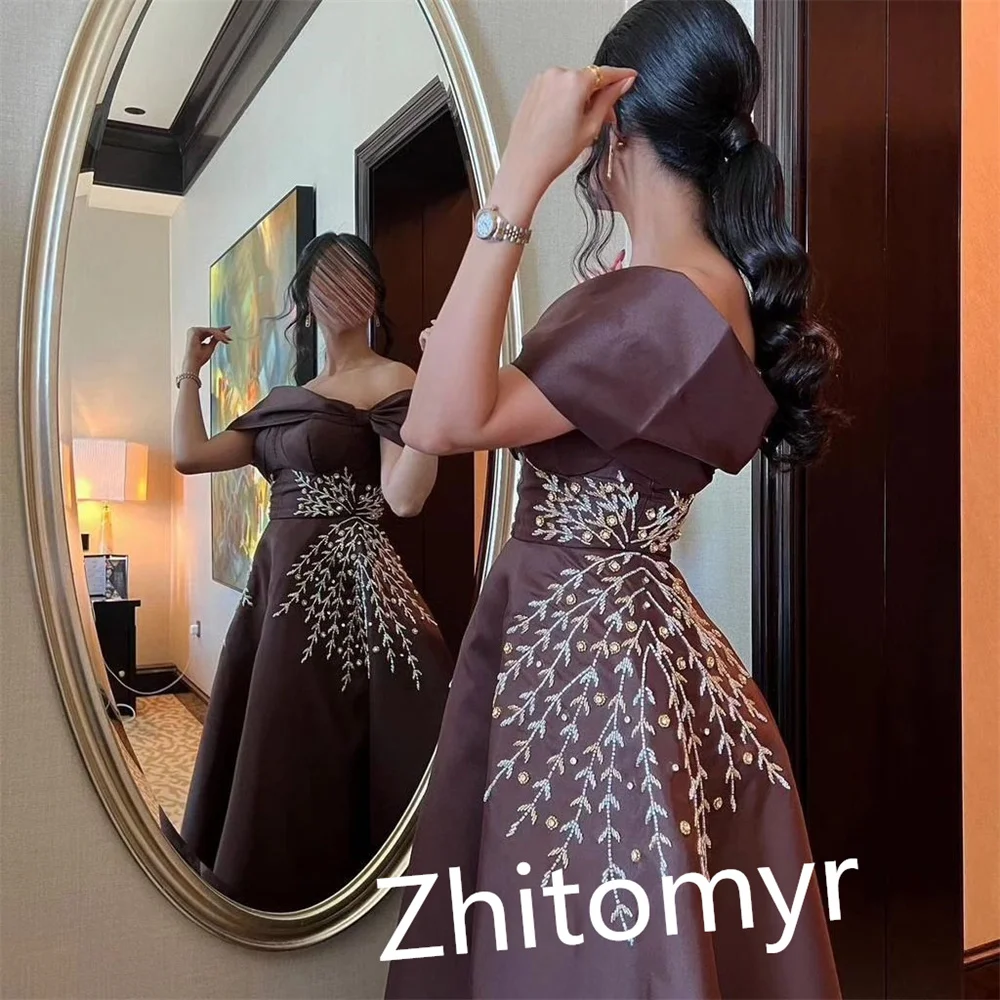 Customized Retro High Quality Off-the-shoulder A-line Floor Length Evening Dresses Formal Ocassion Gown Paillette / Sequins S فس