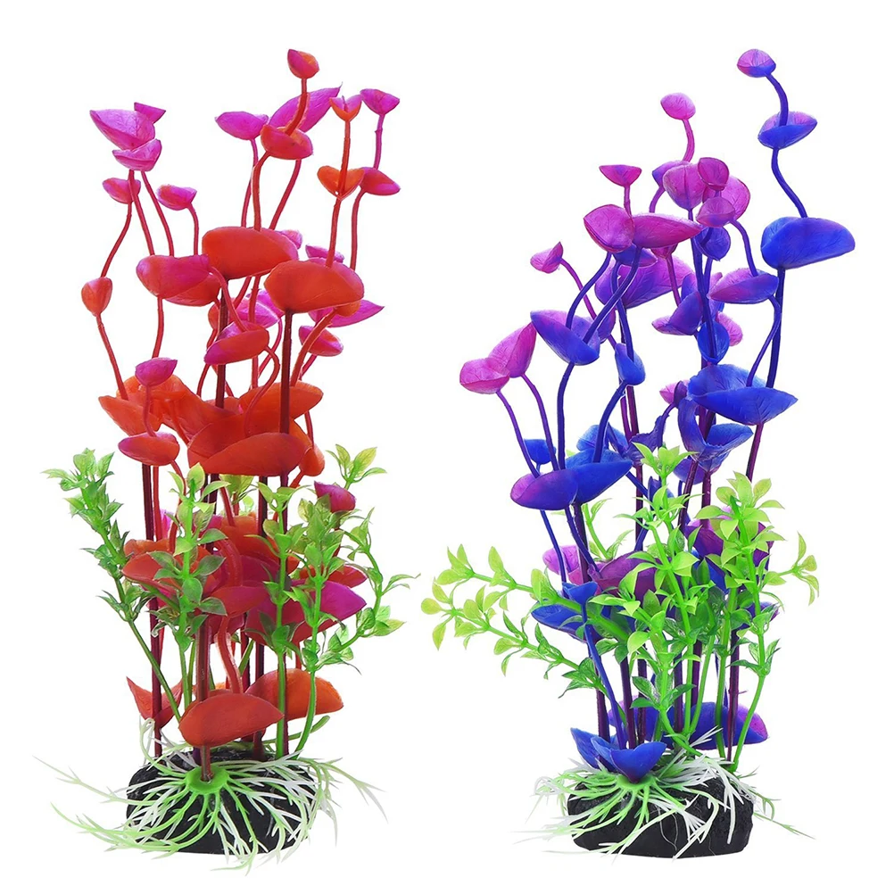 

2 Pcs Artificial Plants for Aquarium Fish Tank Decor Long Lasting Non Toxic Plastic Plant Aquatic Ornament Fake Green
