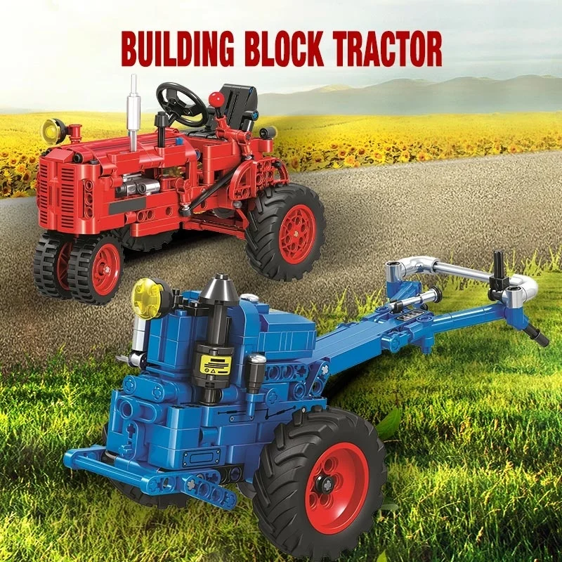 City Classic Retro Tractor Car Model Building Block Technical DIY Walking Tractor vehicle Brick Educational Toys for Children