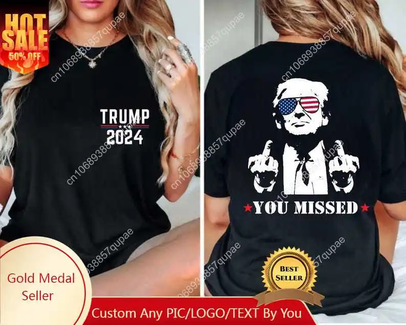 Trump Shirt You Missed Trump Shirt Assassination Attempt Trumps T-Shirt Middle Fingers Trump Tee Presidential Election Stand