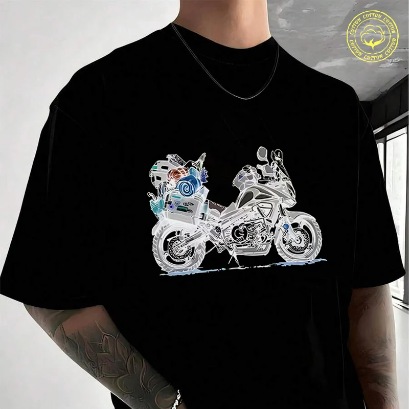 

Motorcycle Fashion Trendy Men's Cotton T-Shirt Moto New Casual O-neck Short Sleeve Summer Streetwear Tees