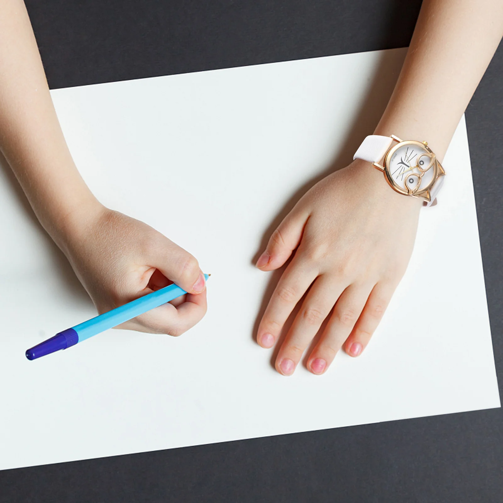 

1 шт., часы с кошачьим узором, прочный ремешок из искусственной кожи, кварцевые спортивные наручные часы, повседневные модные часы с кошачьим узором