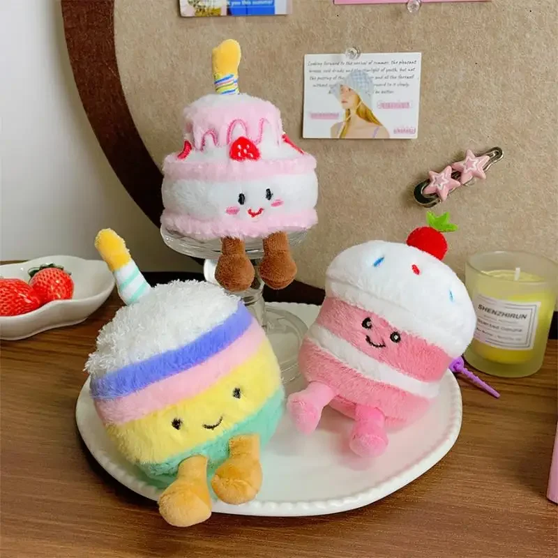 Kawaii Cake Plush Keychain, Cute Dessert Doll Pendant for Backpack Decor & Sweet Gift