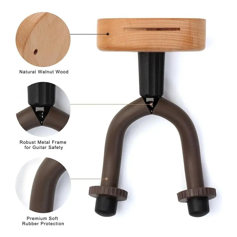 AED2-Guitar Wall Mount Holder With Humidity Monitoring Guitar Hanger Hook For Acoustic, Electric, Ukulele, Bass With 5 Picks