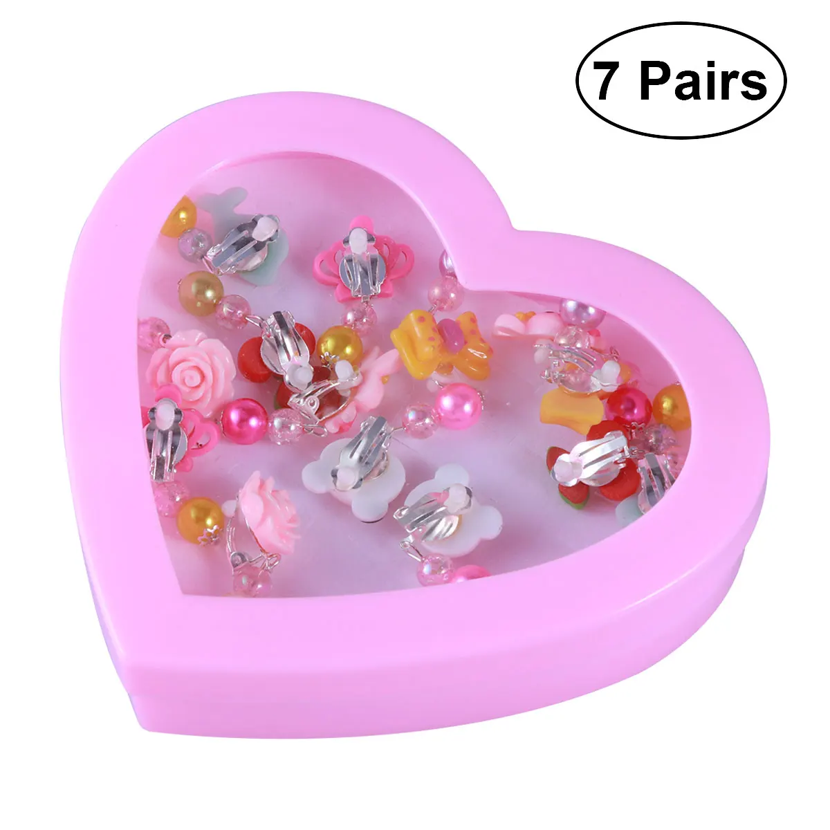 

Love Gift Box 7 Pairs Kids Acrylic Flash Diamond Ear Clips Women Cuffs Stylish Unique Durable Easy Wear Celebration Birthday