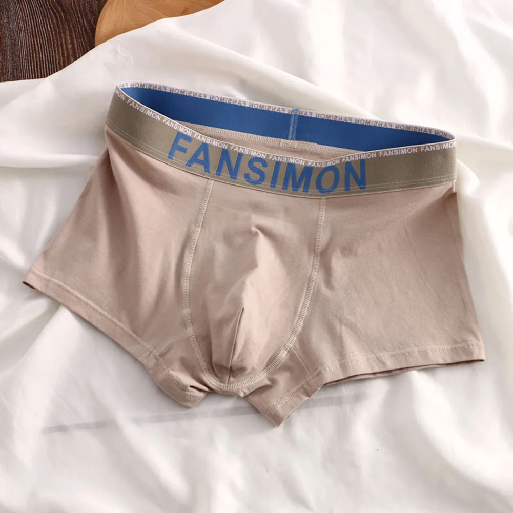 Comfortable Men's Boxers Briefs Underpants Middle Waist Shorts Cotton Fabric Solid Pattern Stylish Sexy Men's Underwear