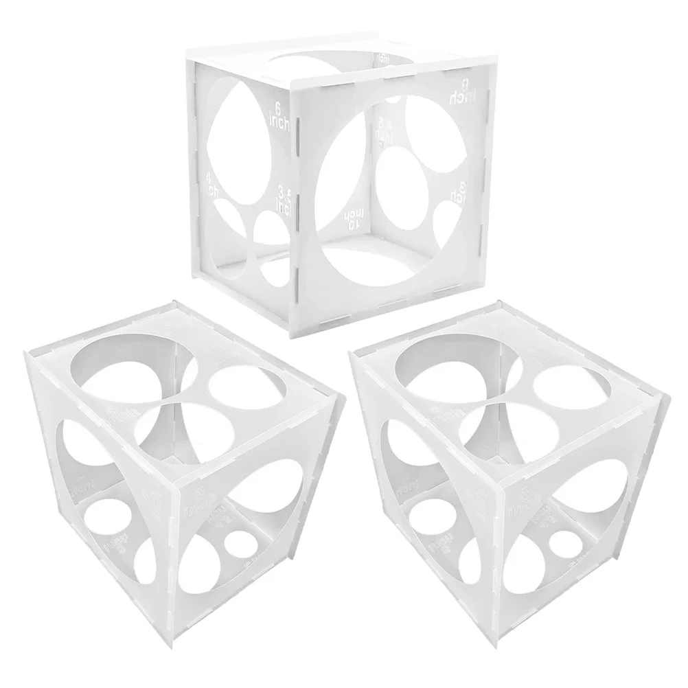 

3Pcs Balloon Measurement Tool Transparent Balloon Sizer Cube Party Decoration Arch Column DIY Projects Size Box