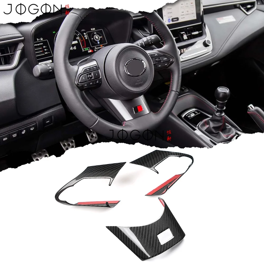 

3 шт. для Toyota Corolla GR 2023-2025 углеродное волокно, внутренняя кнопка рулевого колеса автомобиля, полоса и нижняя панель, аксессуары для отделки