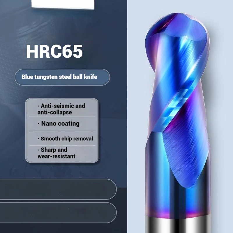 HRC65 HRC70 صلابة عالية الكرة الأنف نهاية مطحنة التنغستن قاطع كربيد CNC راوتر بت طحن أداة R0.5 6 مللي متر 8 مللي متر 10 مللي متر 12 مللي متر المعادن