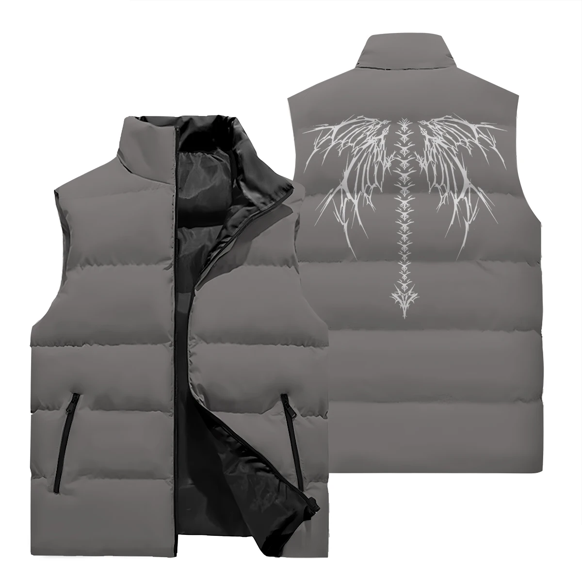 2024 Autumn/Winter New 3D Printed Winter Warm and Fashionable Wings Printed Pattern Paired with Men's Fashion Comfortable Solid