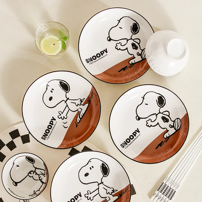 Cute Cartoon Anime Snoopy Ceramic Spoon and Chopsticks Dinner Porcerlian Porridge Soup Spoons Household Birthday Gift Chopsticks