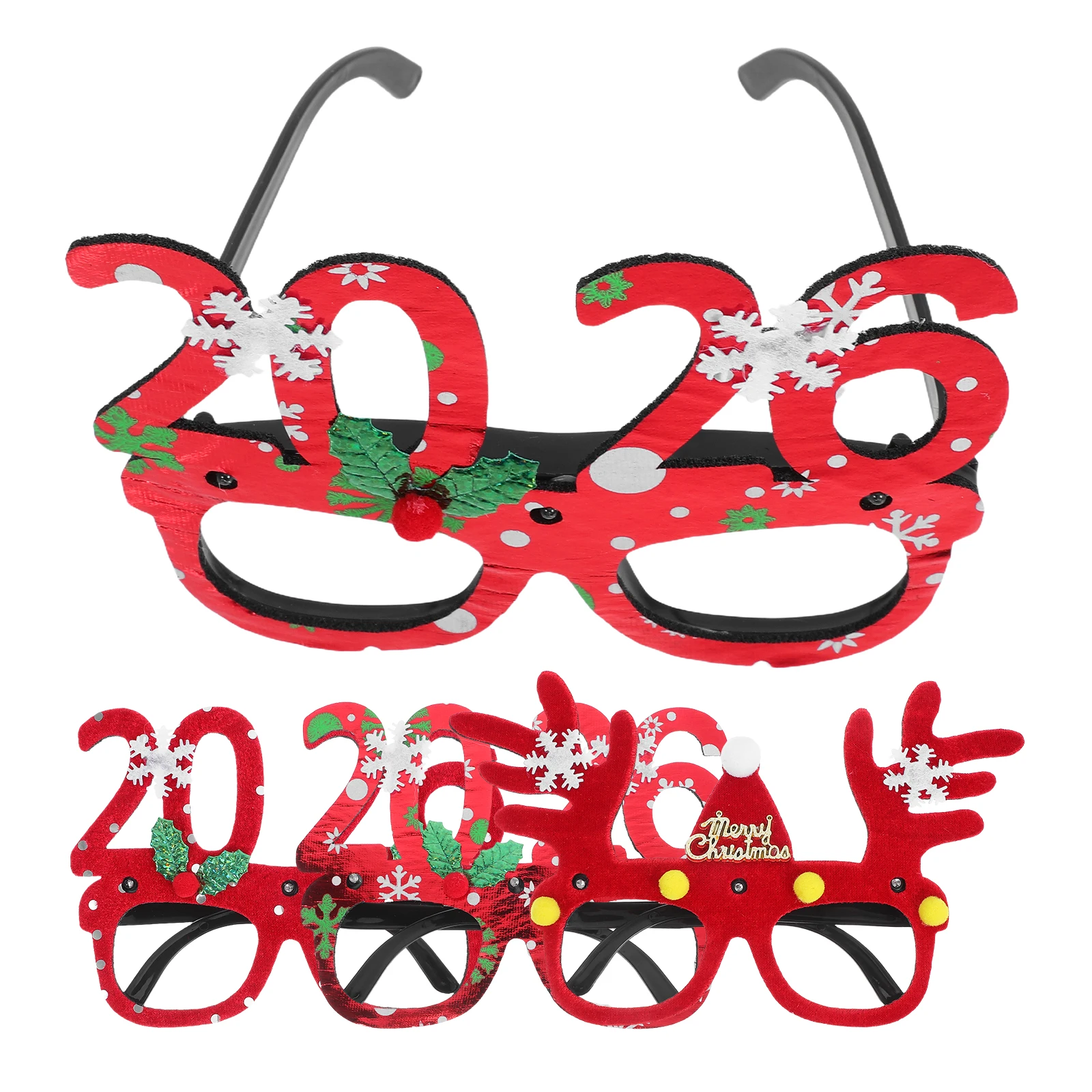 

4Pcs Christmas LED Party Glasses Reindeer Antlers Santa Hat Xmas Eyewear Glitter Holiday Photo Booth Props Reindeer Glasses