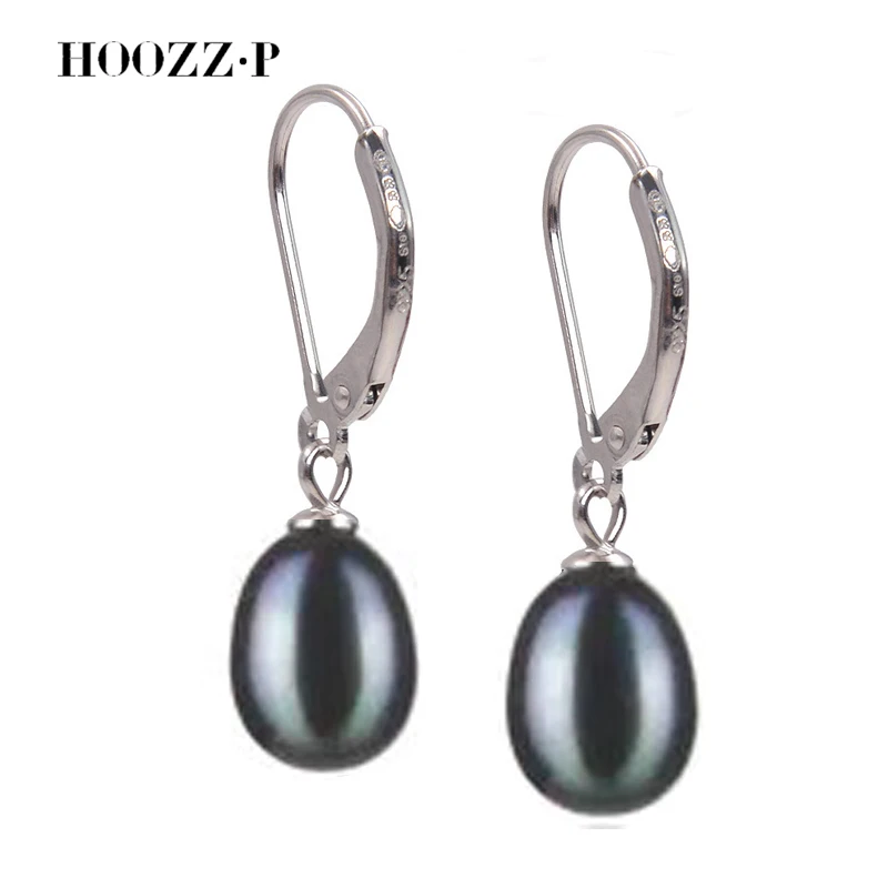 HOOZZ.P Pearl Drop Earrings 7-8mm AAA Quality Oval Shape Sterling Silver 925 Natural Cultured Freshwater Pearly Fine Jewelry Top