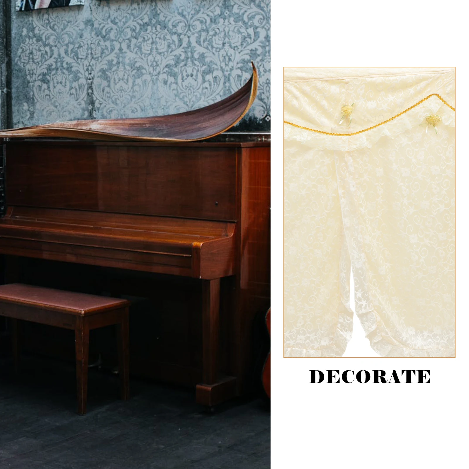 

Lace Piano Cover Beautiful Keyboard Protective Cloth Dust Flower Electric Instrument