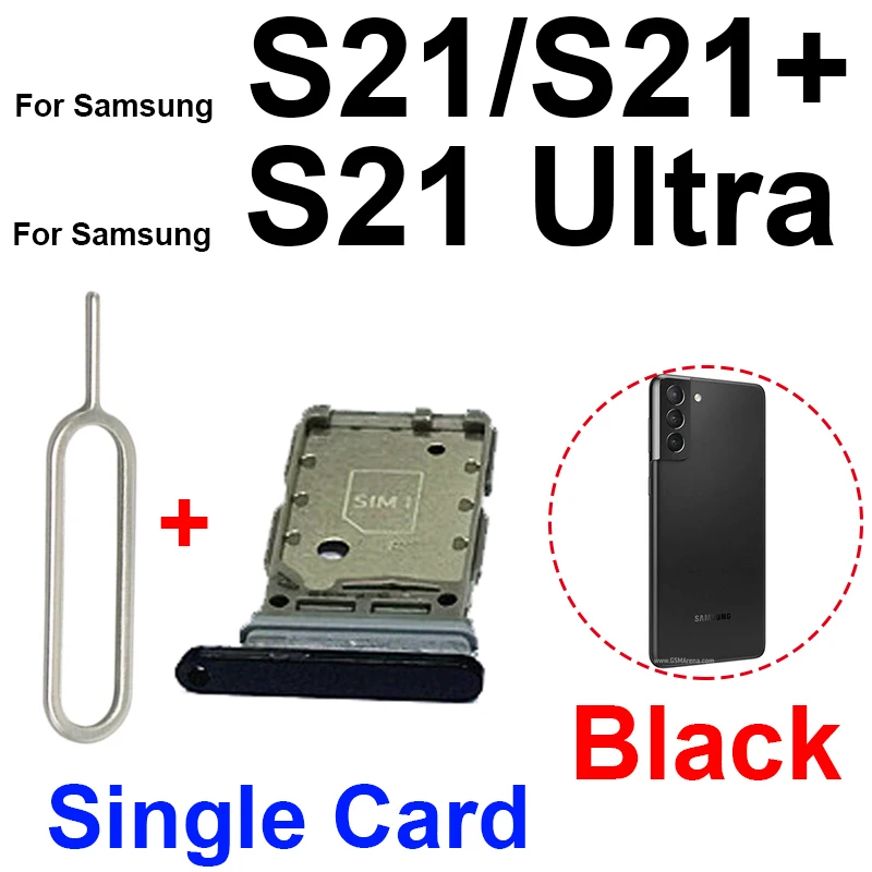 Sim Card Tray For Samsung S21 S21 Plus S21 Ultra S21FE G990 G990B/N Dual Sim Card Slot Tray Holder Sim Card Reader Parts