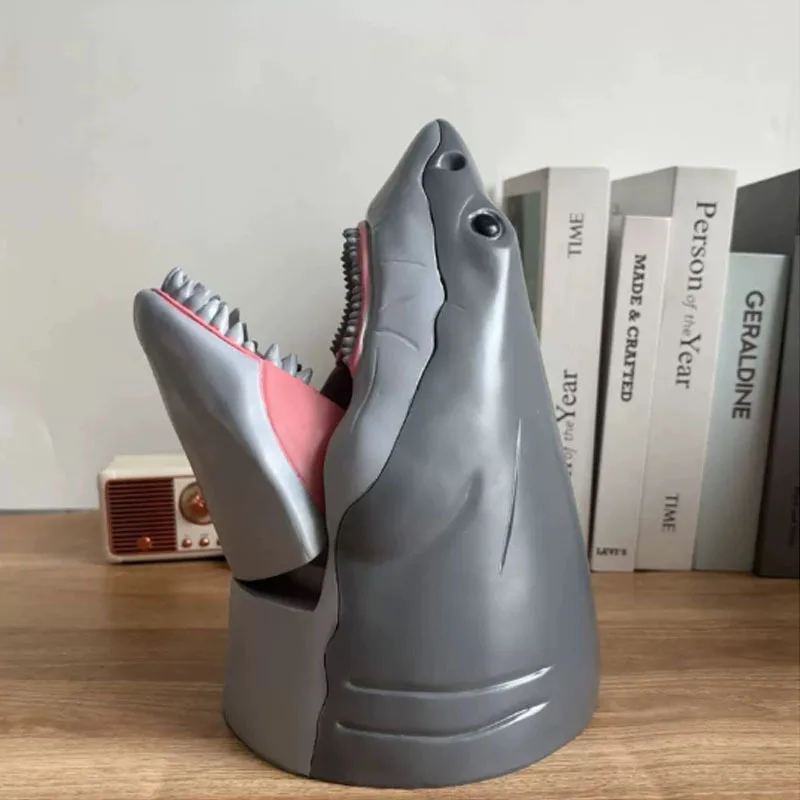 Shark head popcorn bucket made of resin material can be used as a decoration