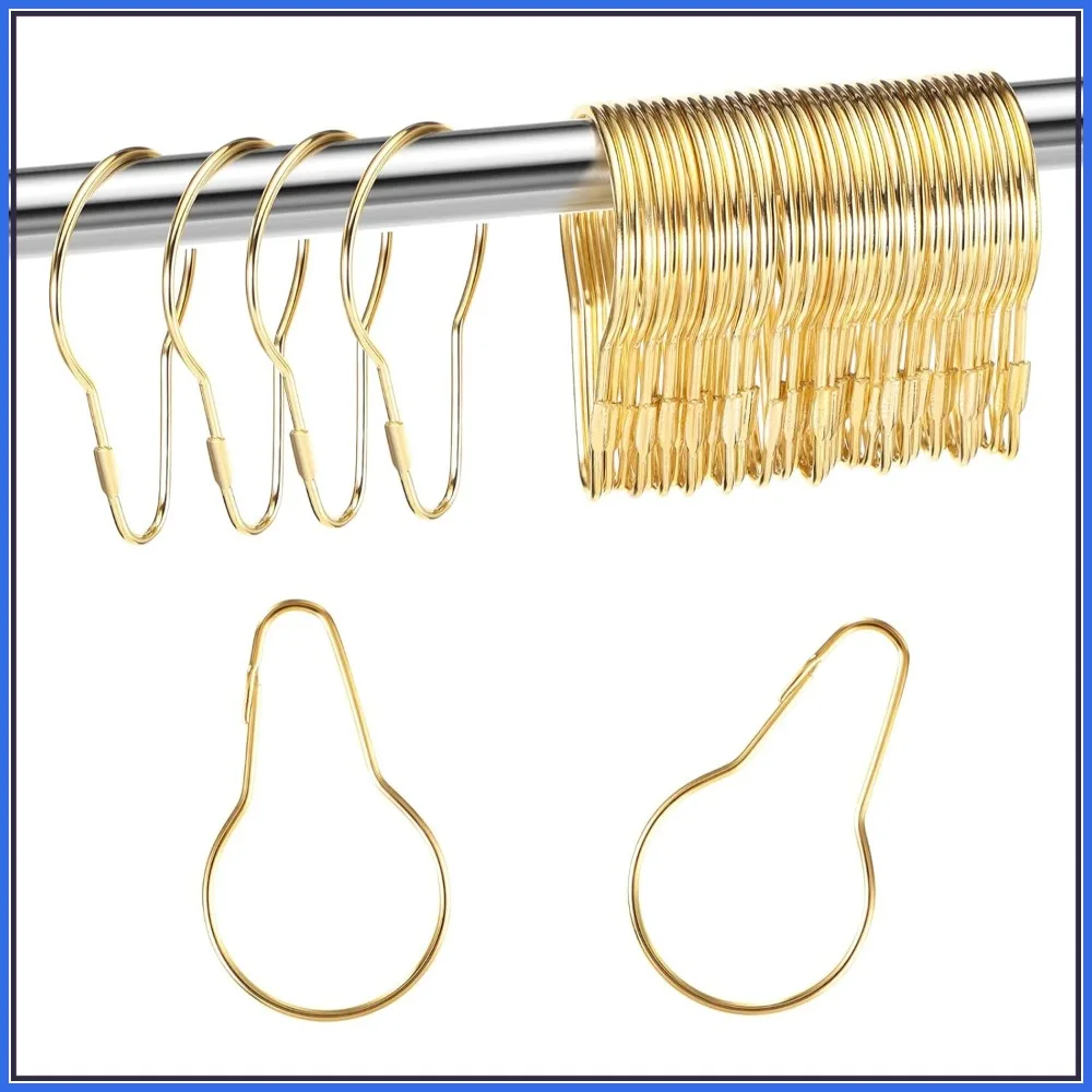 60-Piece Metal Shower Curtain Hooks, Gold Rings for Bathroom Kitchen Home