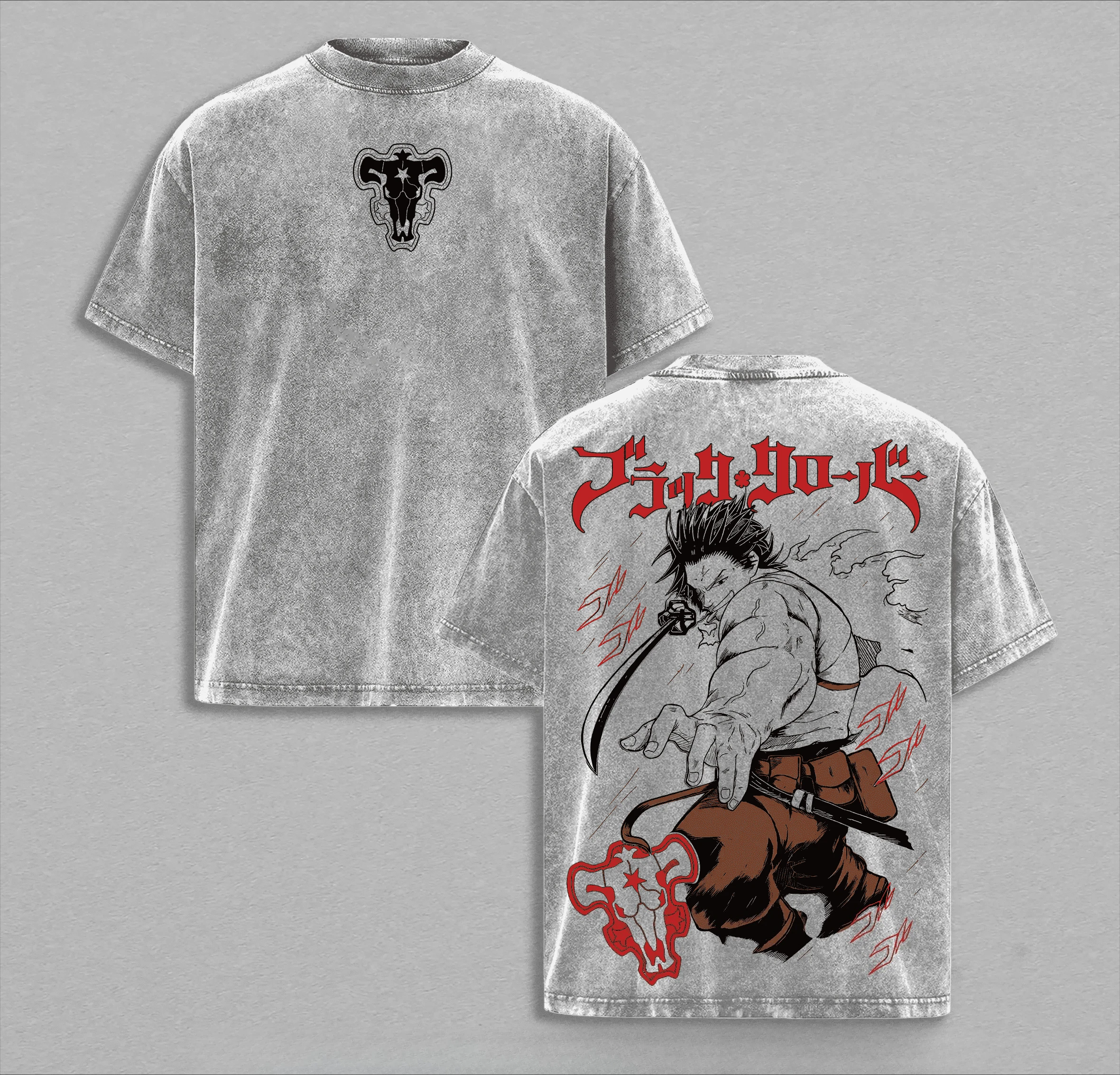 Manga Black Clover Yami Sukehiro T-shirt Men's Clothing Vintage Y2k Washed T Shirt Summer Short Sleeve Pure Cotton Tees Tops