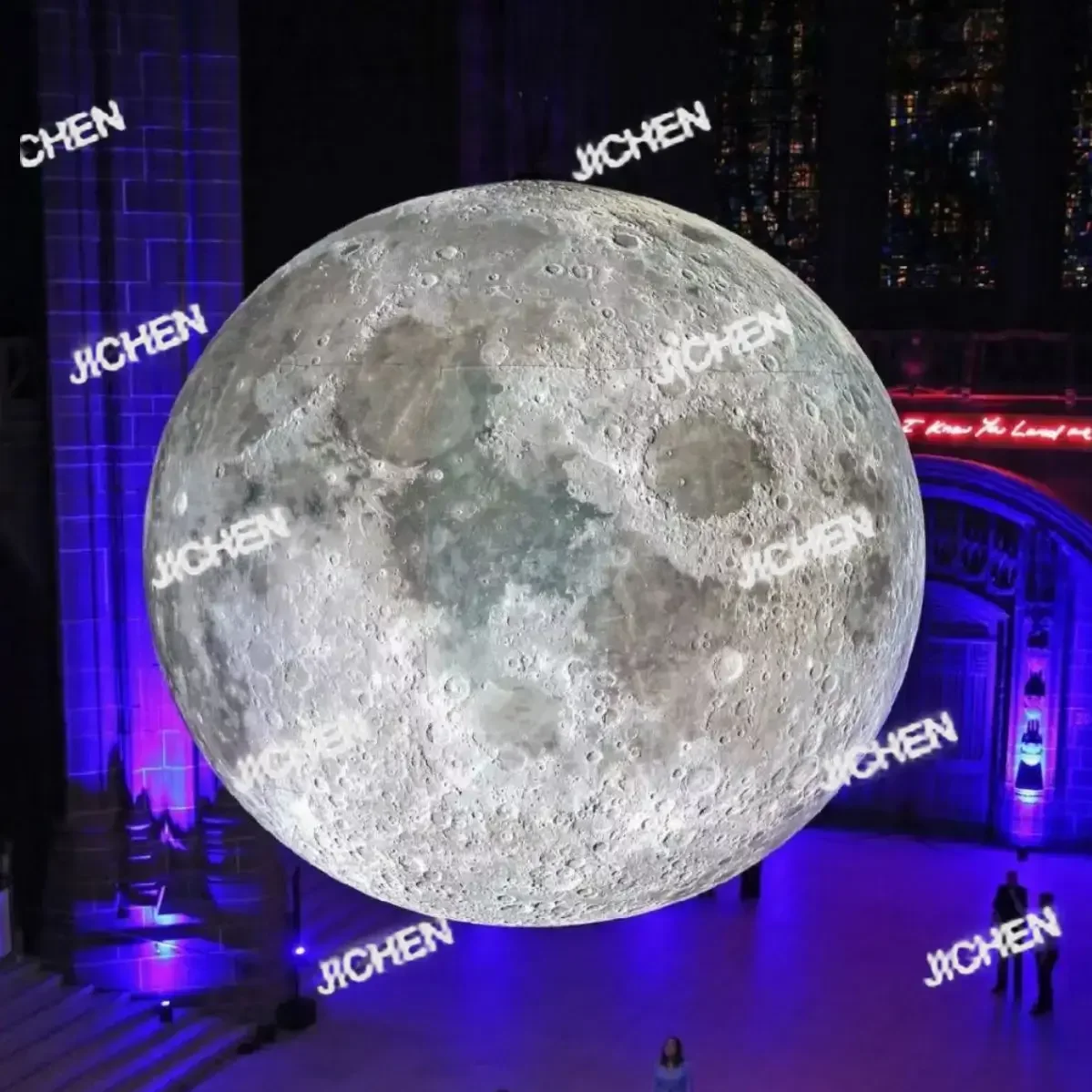 HG JC كرة قمر كبيرة قابلة للنفخ مع أضواء LED PVC منطاد كوكب محكم للحدث عرض الحفلات مرحلة الديكور الإعلان H #5