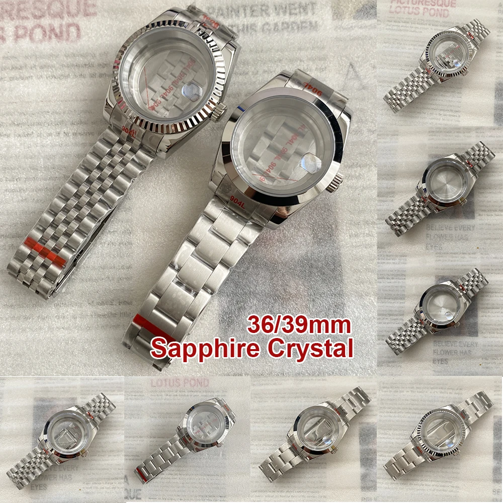 

36/39mm Watch Case Fit NH35/NH36 Movement 316L stainless Steel Sapphire Crystal Watch Modification Accessories