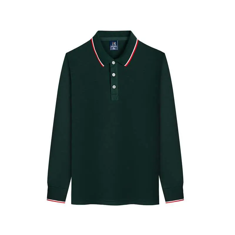 220g Men's Long Sleeves Cotton Polo Shirt Print Logo Personalized Custom Design DIY Company Group Employee Workwear Premium Tops